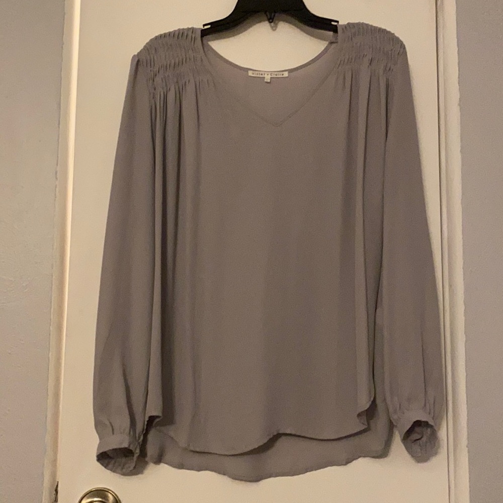 COPY - Violet + Claire gray blouse with texture!